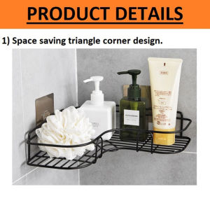 Solid Stainless Steel Storage Rack Punch-free Singer Layer Triangle Wall Mounted Shelf Holder for Bathroom Kitchen Bedroom