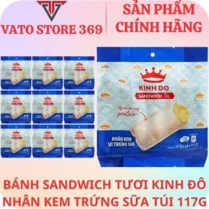 Bánh sandwich KINH ĐÔ túi nhân kem vị trứng sữa túi 117g