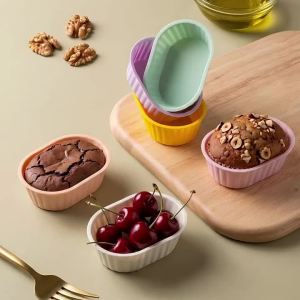 12Pcs/Set Silicone Cake Mold Oval Shape Muffin Cupcake Baking Molds Home Kitchen Bakeware BPA Free