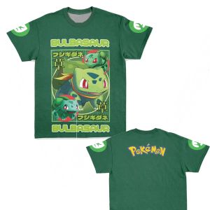 Bandai | Summer 2026 Pokemon Frog Seeds "Evolution Chain Retro Poster" Theme 3D Printed Breathable T-shirt Adult Parent-child Top
