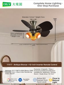DGY | Retro Inverter Large Airflow Ceiling Fan and Light R335