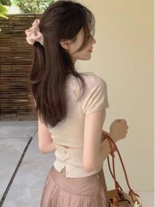 HUOLISI | Spicy Sweet Short Sleeve T-Shirt Summer Petite High Waist Fitted