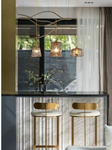 Scandinavian Retro Brass Glass Chandelier B & B Bar Restaurant Bedside Lamp Creative Stylish Coffee Shop Entrance Lamps