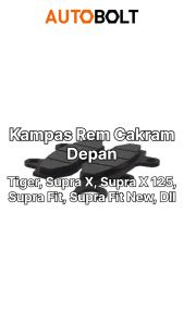 Kampas Rem Cakram Depan Supra X 125 Fit New & Tiger & Smash & Ninja 150 250 & Revo 100 & Shogun 110 125 & Satria FU 2 Tak & CS1 & Kaze & Athelete & Karisma Kanvas Discpad Diskpad Disc Disk Pad