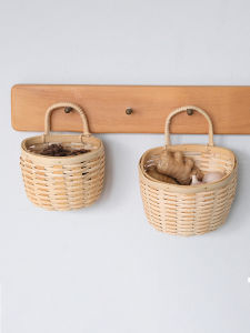 Kitchen Wall Hanging Basket Wicker Weaving Storage Basket Onion Garlic Ginger Head Natural Material Eco Friendly Storage Basket