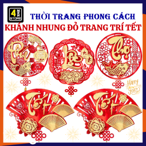 Khánh Nhung  Khánh Quạt Trang Trí Tết Họa Tiết Cá Chép Đèn Lồng Hoa Mai Đẹp Mắt – Liễn Đỏ Decor Nhà Cửa / Bộ Decor Chữ Lộc Phúc Thọ Hình Quạt – Treo Nhà Cửa Cửa Hàng Studio Ngày Tết - Khánh Đỏ Treo Tường