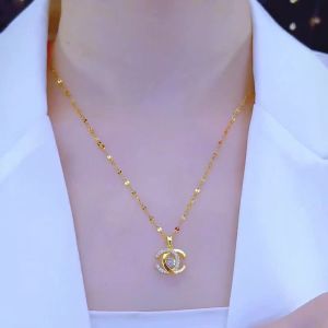 916 gold necklace for women C-shaped zircon necklace