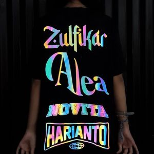 KAOS CUSTOM NAMA (NYALA REFLECTIVE RAINBOW/SILVER/GLOW IN THE DARK)