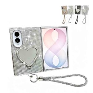 Silicone Case for Samsung Galaxy Z Fold 8 Ultra/8/7/6 Phone Case Glitter Sparkle Bling Matte Back Cases Makeup Mirror Stand Shockproof Protective Cover for Samsung Z Fold 8,Silver