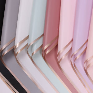 58*58cm Korean Flower Wrapping Paper Gold Edge Paper Bouquet Flower Wrapping  Translucent Waterproof Rose Bouquet Paper Wrap Florist Bouquet Supplies DIY Craft Gift Packing for Mothers Day 20PC/Pack