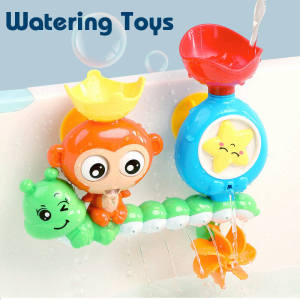 Kids Water Toys Cute Monkey Suction Watering Toys Spinning Music Baby Bath Spray Gift Bathroom Toys For Toddlers