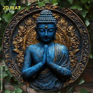2D Vintage Metal Sign Blue Round Acrylic Plaque Retro Style Wall Art Decor for Home Garden Bar Office Indoor Outdoor