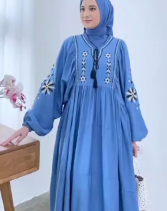 Brenna Dress Polo Linen Apk Bordir Gamis Ibu Ibu Model Sekarang Dress Outer Wanita Kondangan Elegan