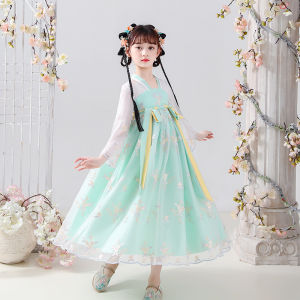 DSF Studio ethnic style childrens clothing Hanfu childrens antique style new girls baby clothes super fairy improved Tang clothing Hanfu summer