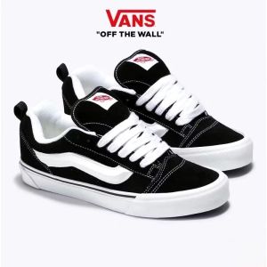 sepatu Sepatu Sneakers Gemuk Knu Skool Black AND WHITE Seakers For Men and Women Casual Pria Hitam