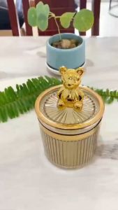 [SẮP XẾP NHÀ CỬA] LỌ ĐỰNG TĂM TĂM BÔNG CHẤT LIỆU ACRYLIC NẮP HÌNH GẤU ĐÁNG YÊU