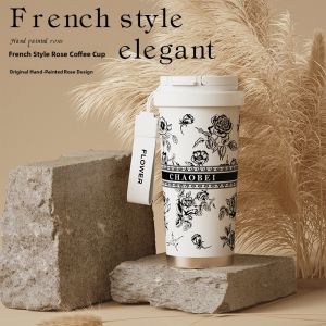 MONLEYTA | Office Ladies High Aesthetic Value Ceramic Coated Stainless Steel Insulated Water Coffee Cup Lightweight Luxury Tumbler