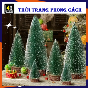 Cây Thông Noel Mini Phủ Tuyết Đế Gỗ Để Bàn Trang Trí Không Khí Giáng Sinh - Cây Thông Nhúng Tuyết - Cây Thông Giáng Sinh Trang Trí Noel