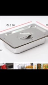 ถาดท็อปปิ้งมีฝาปิด ถาดหลุมใส่อาหาร ถาดสแตนเลสลึก อ่างอาหาร    หนา 1/11/21/31/41/61/9 สแตนเลส