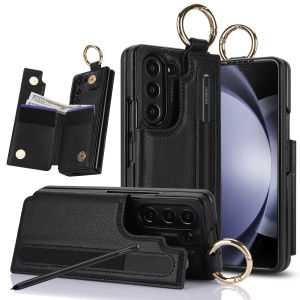 Ốp Ví Da Cho Samsung Galaxy Z Fold Có Giá Đỡ Bút S Vòng Kim Loại Chân Đế Gập Chống Sốc Bảo Vệ Toàn Diện