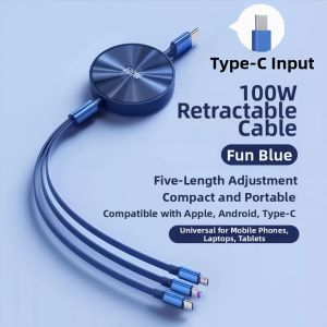 JZXS | Super Fast Charging 3-in-1 Retractable Data Cable 100w