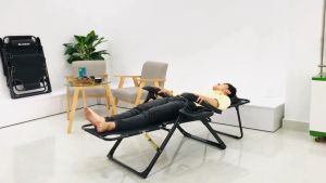Ghế xếp thư giãn Sumika 168 (tải trọng 300kg có thể ngã thành giường nằm tặng khay đựng ly điện thoại)