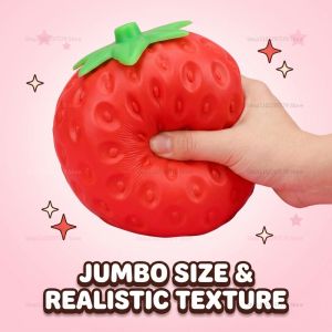 OLOEY | Large Strawberry Slow Rising Squishy Toy Soft Realistic Fruit Squeeze Stress Ball Fidget Sensory Toy Desk Ornament Party Gifts