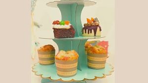 Birthday Party Cake Stand 1/3 Tier Paper Cupcake Muffin Stand Tray Cake Tableware Party Decoration Party Decoration cupc