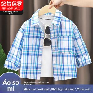 JIFANPAUL | Cotton Long Sleeve Baby Boys Plaid Shirt Autumn Fashion Turn-Down Collar