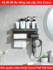 Kệ để đồ đa năng 3in1 ECOCO hợp kim nhôm tĩnh điện không khoan vít thế hệ mới tích hợp đựng giấy treo máy sấy nhà tắm