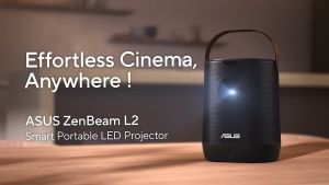 ASUS ZenBeam L2 Smart Portable LED Projector – 960 LED Lumens 1080p Google Certified Android 12 TV box sound by Harman Kardon 10 W speaker built-in battery ASUS Light Wall