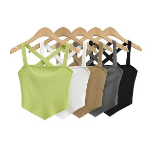 SK-P330 Tank Top Crop Segitiga Model Tali Belakang Silang Atasan Wanita / Tanktop Basic Knit Singlet Crop Cewek Import Korean Fashion