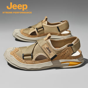 Jeep  | รองเท้าแตะกันลื่น Jeep สำหรับผู้ชาย กันน้ำ กันลื่น ระบายอากาศได้ดี ทนทานต่อการสึกหรอ รองเท้าแตะแบบมีหัวสำหรับเดินชายหาด