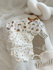 cat and fish | Infant Short Sleeve Light Cotton Sleepwear Onesie