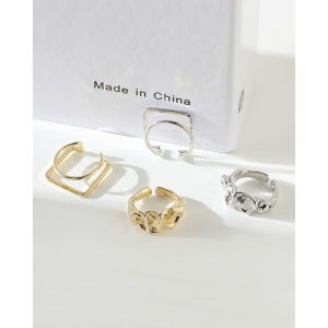 Nhẫn Kim Loại Mở Điều Chỉnh Cho Nữ Phong Cách Retro Không Đều Nhẫn Ngón Trỏ Phong Cách Lạnh Nhẫn Thời Trang Hợp Kim