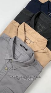 POLICE Kemeja Polos Cotton Twill Kantong Dua Regular Fit Pria