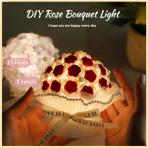 DIY Flocking Bouquet Night Lights Rechargeable Rose Atmosphere Light Creative Birthday Festival Gift