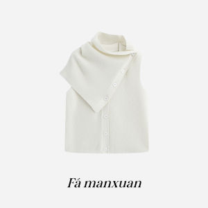 FAMANXUAN | Stylish Commuter New Design Removable Neck Scarf Wool Knit Vest