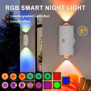 Home Taste Motion Sensor LED Night Lights RGB USB Rechargeable Magnetic Mounting Wall Lamp 3 Light Modes Staircase Light Indoor Lamp