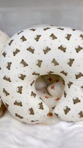 หมอนรองให้นมลูกใบใหญ่ผ้าย่นพรีเมี่ยมปลอกถอด 70 70 สมิดที่พักใช้ด้วยบริเวณ 70cm