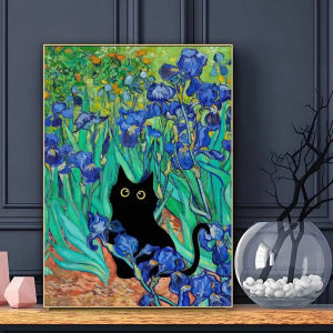 Kayou | 5D DIY Diamond Painting Kit Claude Monet Cute Black Cat Art Full Drill Rhinestone Mosaic Wall Decor Craft Home Gift Frameless