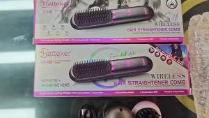 Hatteker Wireless Portable Hair Straightening Comb 3 Temperature Settings Travel-Friendly Volumizing Straight And Curl Dual-Use