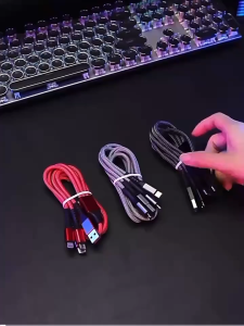 3-Head Fast Charging Cable Super Durable Umbrella Covered Fast Charging Anti-Twisting and Folding Cable