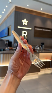 AI-C1404 Sendok Set Datar Tebal Tahan Karat / Sendok Garpu Makan Anak Stainless Pegangan Pendek