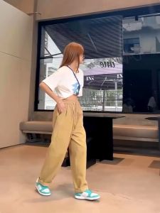 S-4XL Plus Size 20--37 loose straight casual workwear high waist pants Korean style wide leg pants