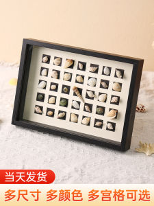 Handmade DIY Beach Shell Storage Box Picture Frame Empty Space 3D Display Case Wall Hanging Nine Grids Jewelry Box Organizer