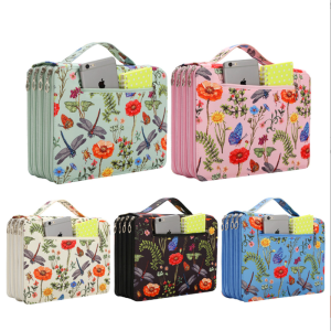 กล่องดินสอลายแมลงปอและดอกไม้สีสันสดใส - ดีไซน์แบบ 200/250/300 ช่อง กระเป๋าเก็บของผ้าทนทาน เหมาะสำหรับดินสอ ปากกา กรรไกร - ที่จัดเก็บอุปกรณ์ศิลปะสำนักงานแบบพกพา ของตกแต่งรูปแมลงปอ ที่เก็บอุปกรณ์ศิลปะ ภาพประกอบสีสันสดใส โครงสร้างแข็งแรง ที่จัดเก...