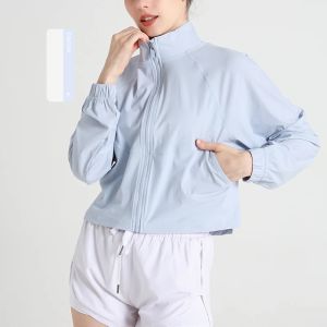 Long Sleeve Yoga Shirt Fitness Workout Sport Tops Gym Clothing Women Exercise Running Quick Dry Zipper Yoga Suit Coat Sportswear