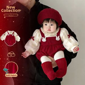 Red Festive Infant Girls Onesie 1pc