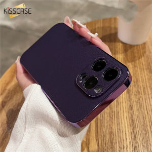 KISSCASE Luxury Lambskin Leather Plating Phone Case for IPhone 14 Pro Max 14 Plus 13 Pro Max 12 1113 Pro Shockproof Bumper Lens Protection Cover
